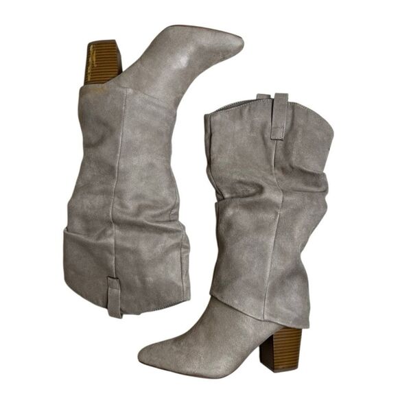 SO Julee Elegant Taupe Slouched Heeled Boots Size 8.5 - Picture 2 of 8